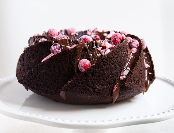 Chocolate Peppermint Bundt Cake suggested serving